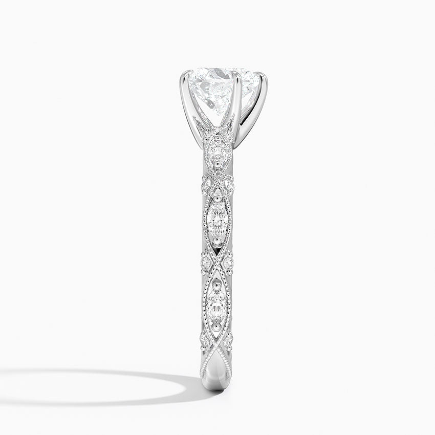 Celestia Milgrain Diamond Ring (1/4 ct. tw.) Platinum Heart Engagement Ring