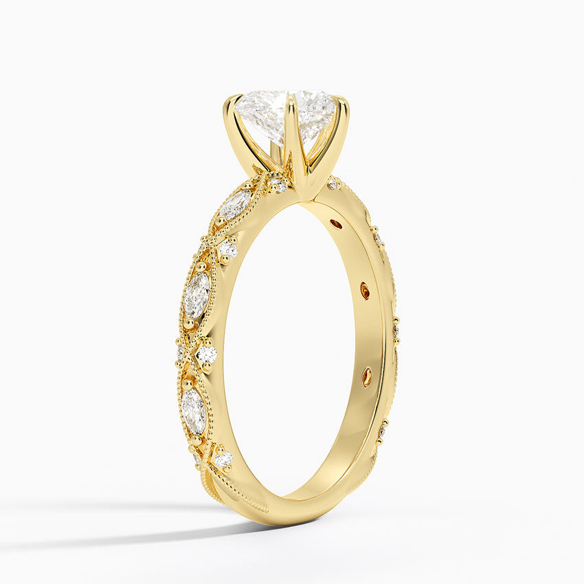 Celestia Milgrain Diamond Ring (1/4 ct. tw.) Yellow Gold 18k Heart Engagement Ring