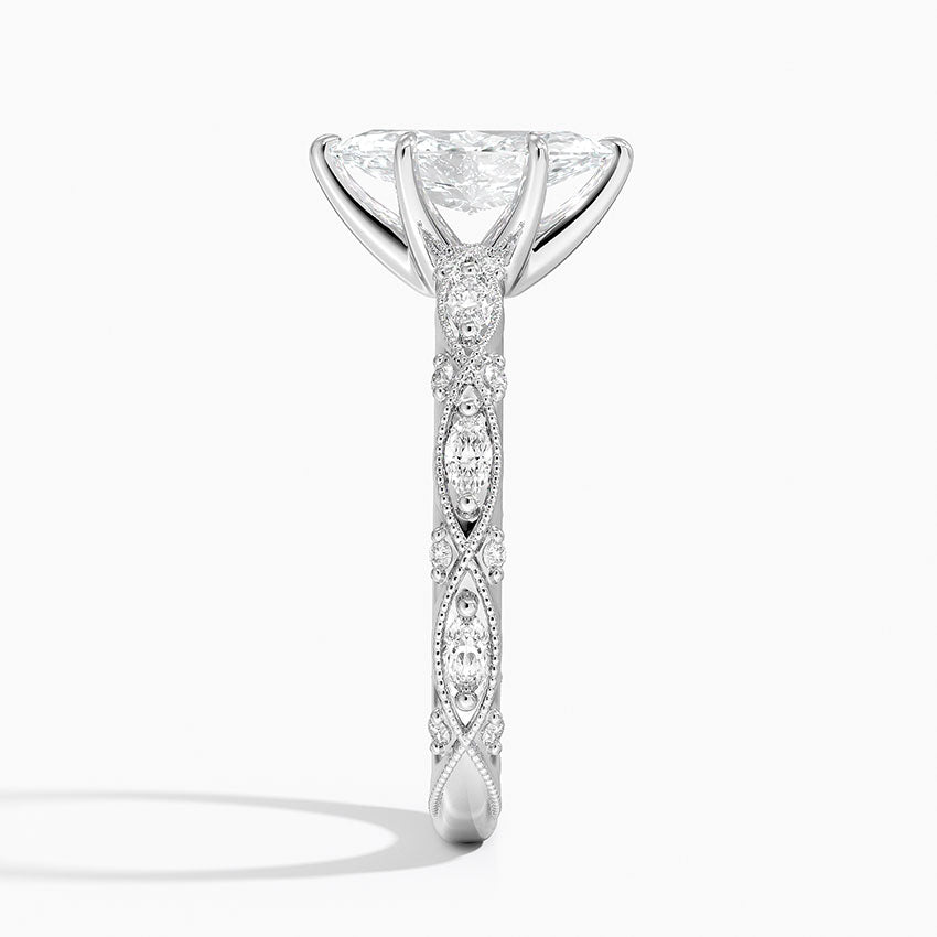 Celestia Milgrain Diamond Ring (1/4 ct. tw.) Platinum Marquise Engagement Ring