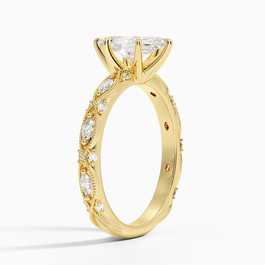 Celestia Milgrain Diamond Ring (1/4 ct. tw.) Yellow Gold 18k Marquise Engagement Ring