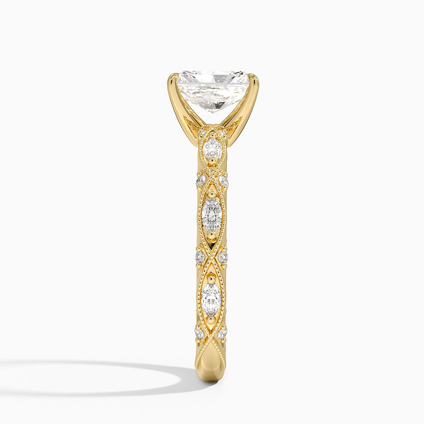 Celestia Milgrain Diamond Ring (1/4 ct. tw.) Yellow Gold 18k Radiant Engagement Ring