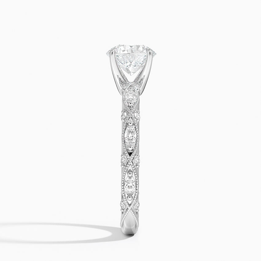 Celestia Milgrain Diamond Ring (1/4 ct. tw.) Platinum Round Engagement Ring