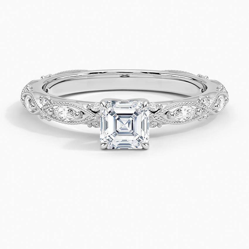 Celestia Milgrain Diamond Ring (1/4 ct. tw.) Platinum Asscher Engagement Ring
