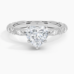 Celestia Milgrain Diamond Ring (1/4 ct. tw.) Platinum Heart Engagement Ring