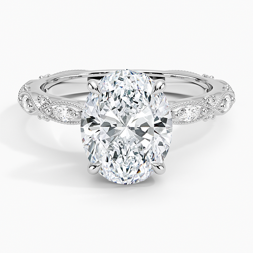 Celestia Milgrain Diamond Ring (1/4 ct. tw.) Platinum Oval Engagement Ring