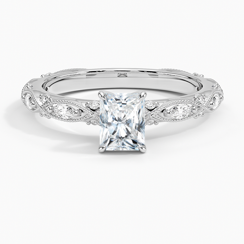 Celestia Milgrain Diamond Ring (1/4 ct. tw.) Platinum Radiant Engagement Ring