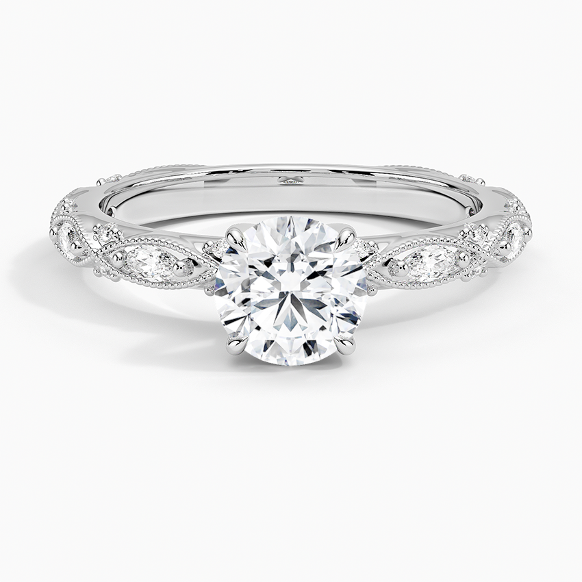 Celestia Milgrain Diamond Ring (1/4 ct. tw.) Platinum Round Engagement Ring