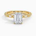 Celestia Milgrain Diamond Ring (1/4 ct. tw.) Yellow Gold 18k Emerald Engagement Ring