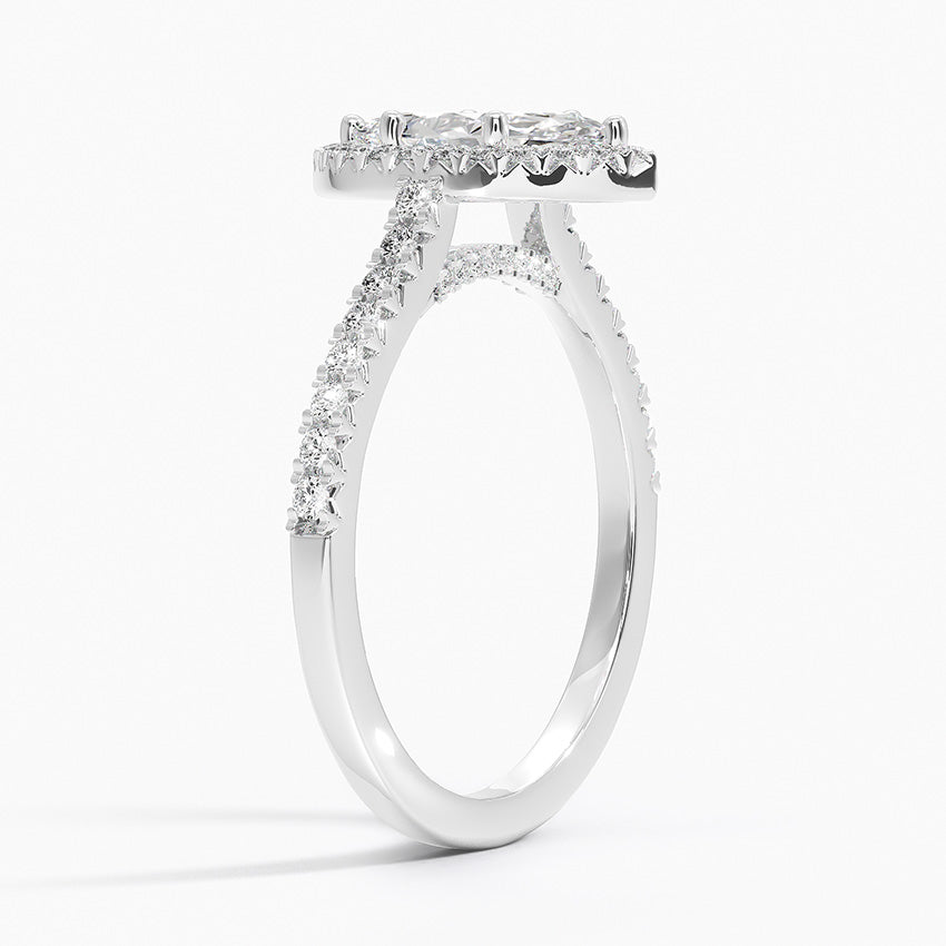 Adorned Odessa Halo Diamond Ring Platinum Marquise Engagement Ring