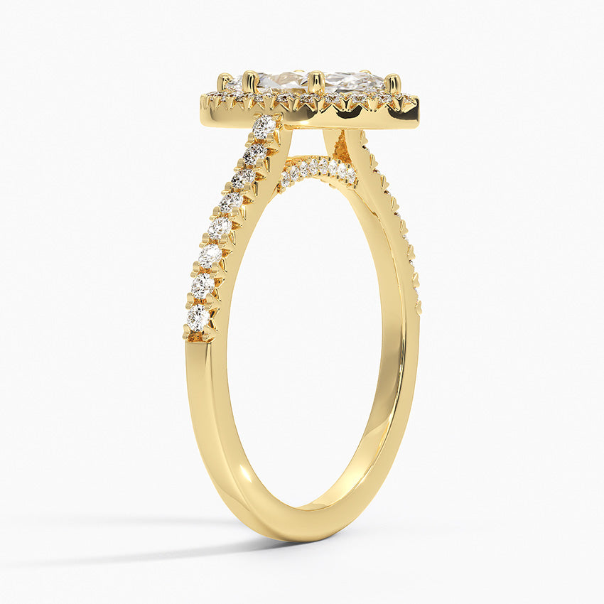 Adorned Odessa Halo Diamond Ring Yellow Gold 18k Marquise Engagement Ring
