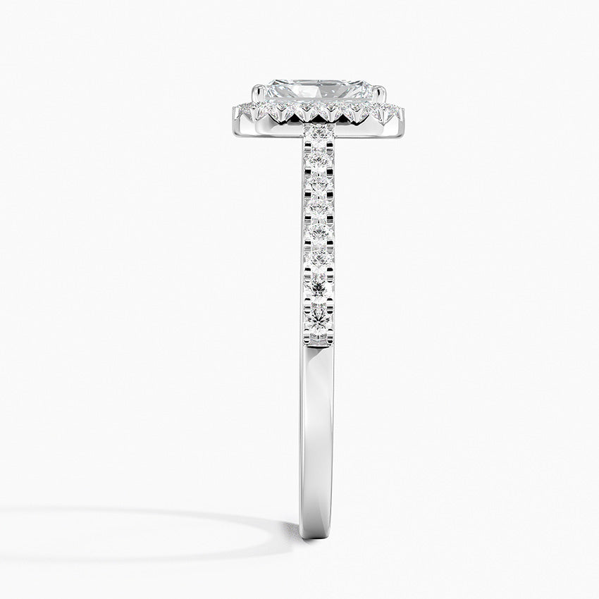Adorned Odessa Halo Diamond Ring Platinum Radiant Engagement Ring