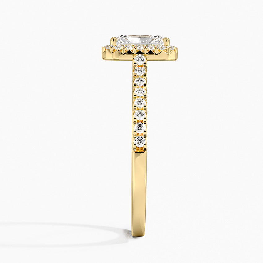 Adorned Odessa Halo Diamond Ring Yellow Gold 18k Radiant Engagement Ring