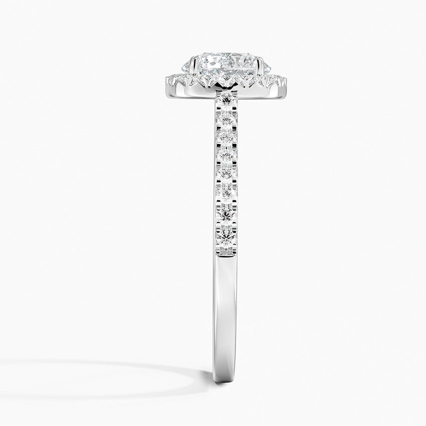 Adorned Odessa Halo Diamond Ring Platinum Round Engagement Ring