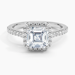 Adorned Odessa Halo Diamond Ring Platinum Asscher Engagement Ring