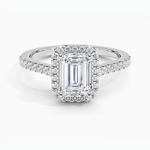 Adorned Odessa Halo Diamond Ring Platinum Emerald Engagement Ring