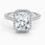 Adorned Odessa Halo Diamond Ring Platinum Radiant Engagement Ring