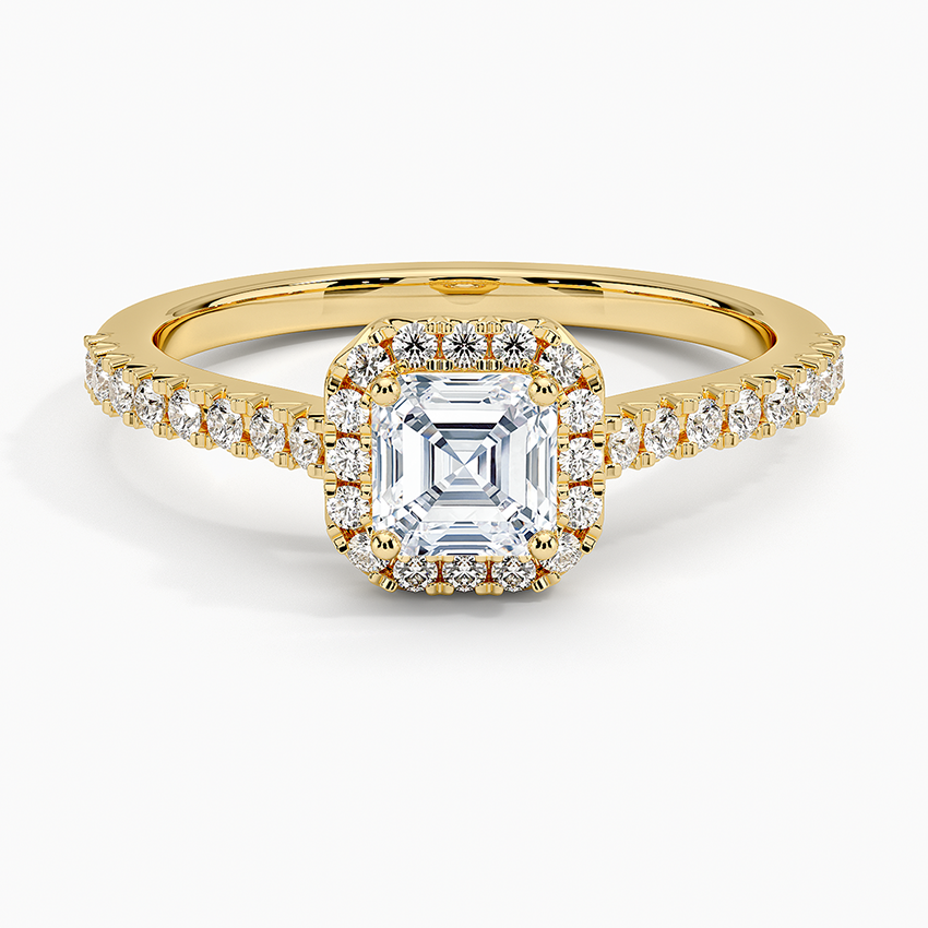 Adorned Odessa Halo Diamond Ring Yellow Gold 18k Asscher Engagement Ring