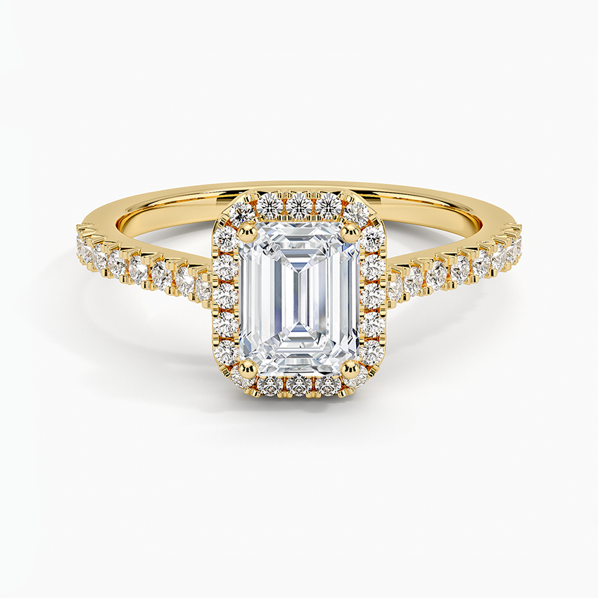 Adorned Odessa Halo Diamond Ring Yellow Gold 18k Emerald Engagement Ring