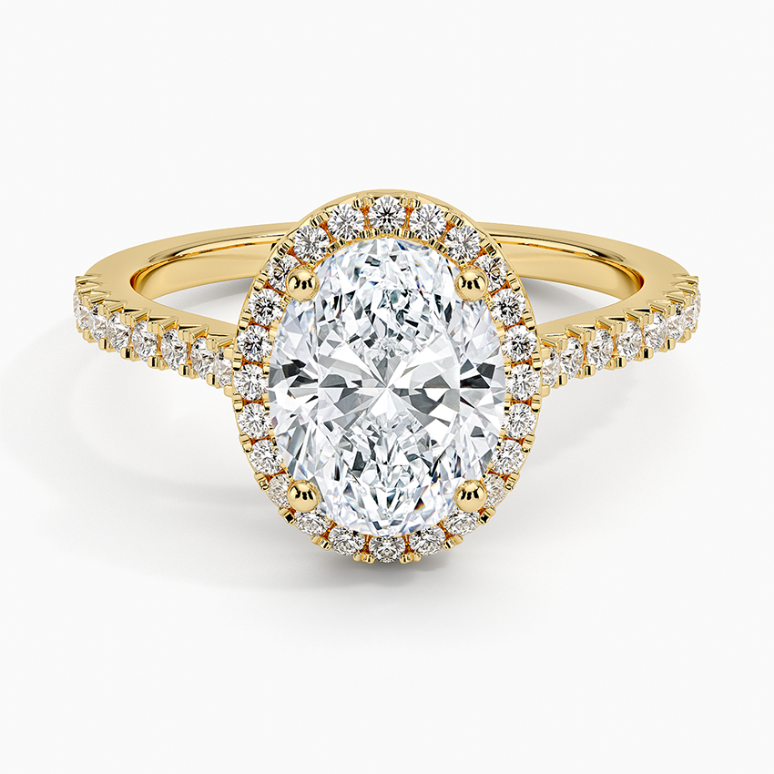 Adorned Odessa Halo Diamond Ring Yellow Gold 18k Oval Engagement Ring