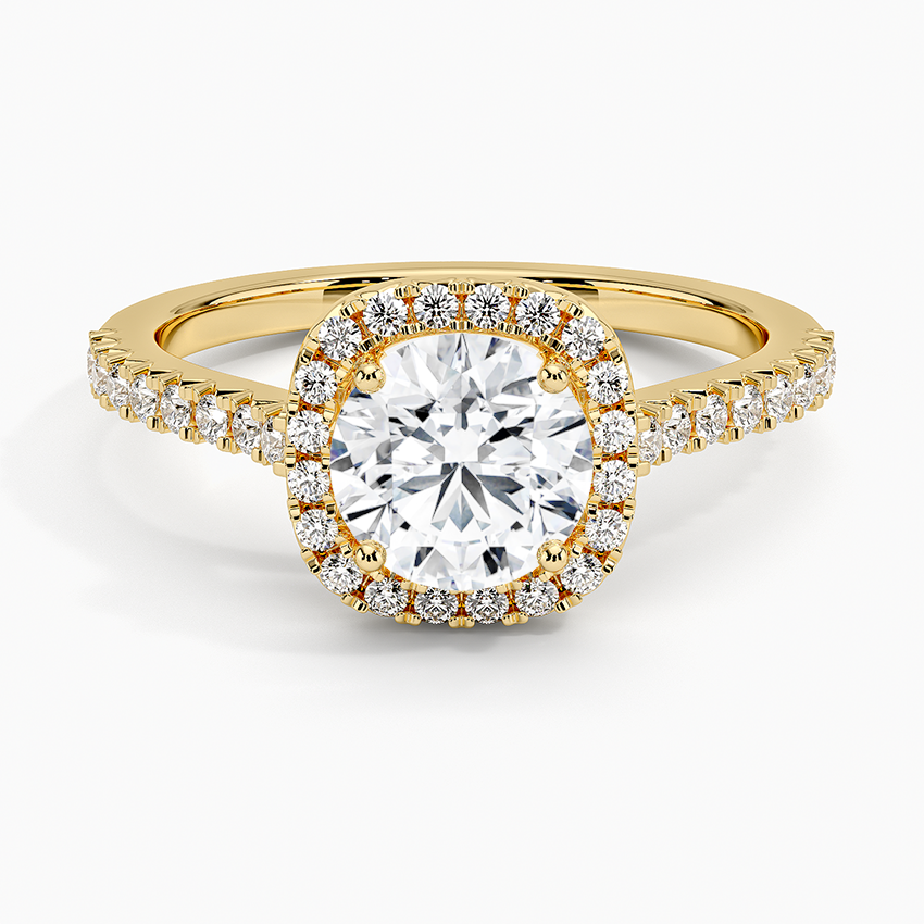 Adorned Odessa Halo Diamond Ring Yellow Gold 18k Round Engagement Ring
