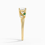 Arden Diamond Ring with Lab Emerald Accents Yellow Gold 18k Cushion Engagement Ring
