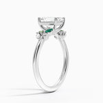 Arden Diamond Ring with Lab Emerald Accents Platinum Emerald Engagement Ring