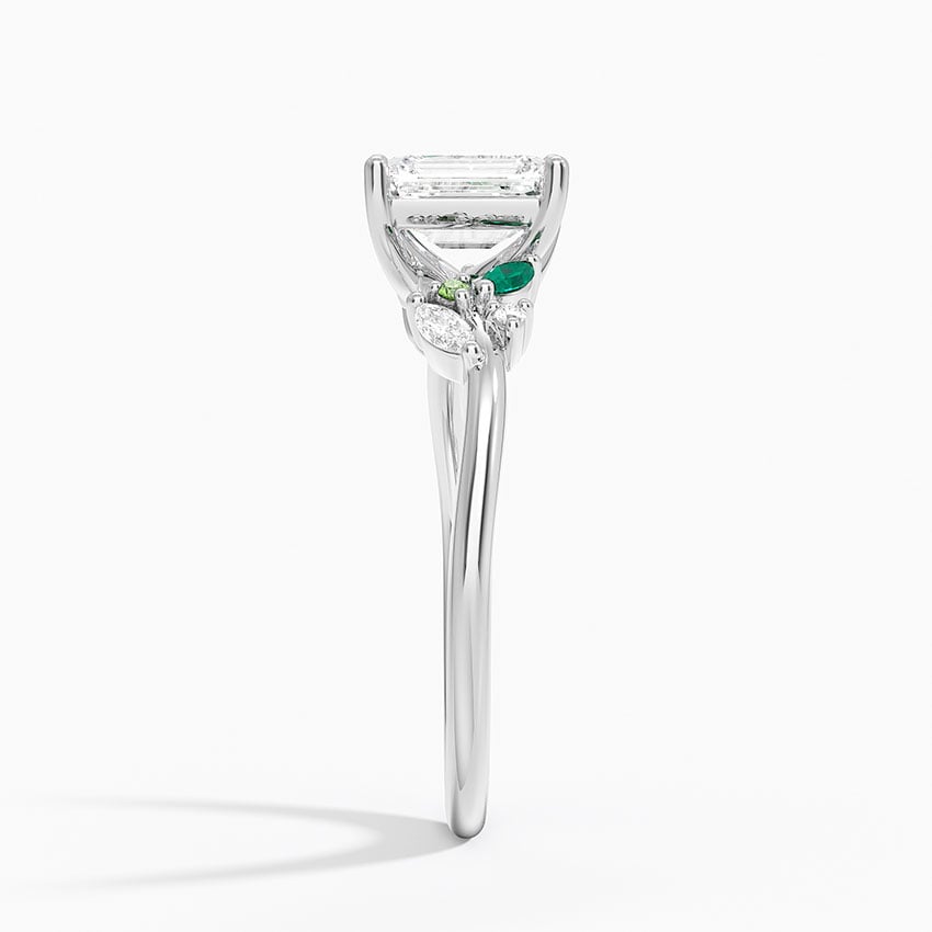 Arden Diamond Ring with Lab Emerald Accents Platinum Emerald Engagement Ring