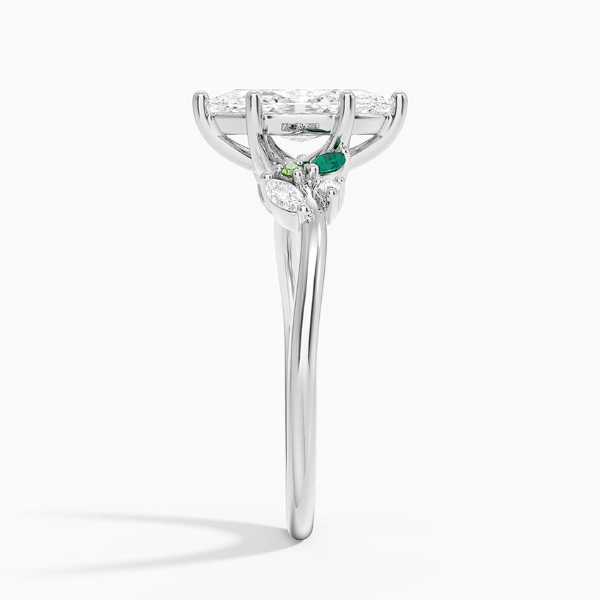 Arden Diamond Ring with Lab Emerald Accents Platinum Marquise Engagement Ring