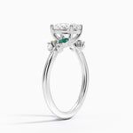 Arden Diamond Ring with Lab Emerald Accents Platinum Oval Engagement Ring