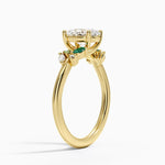 Arden Diamond Ring with Lab Emerald Accents Yellow Gold 18k Oval Engagement Ring