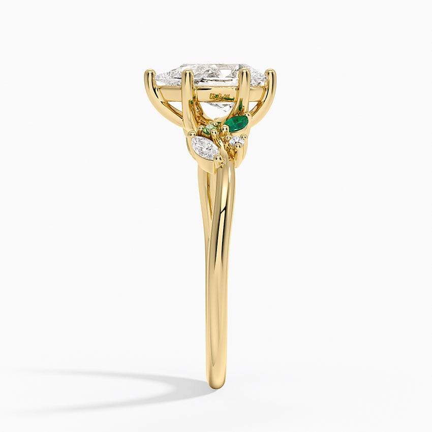 Arden Diamond Ring with Lab Emerald Accents Yellow Gold 18k Pear Engagement Ring