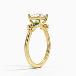 Arden Diamond Ring with Lab Emerald Accents Yellow Gold 18k Princess Engagement Ring