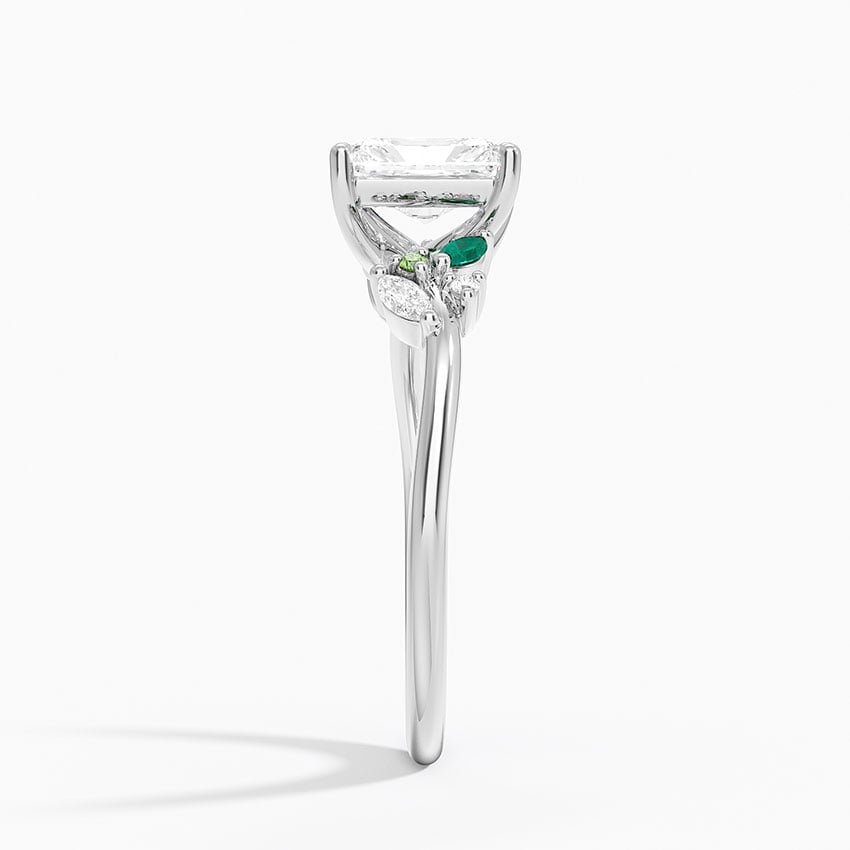 Arden Diamond Ring with Lab Emerald Accents Platinum Radiant Engagement Ring