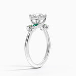 Arden Diamond Ring with Lab Emerald Accents Platinum Round Engagement Ring