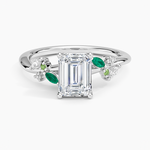 Arden Diamond Ring with Lab Emerald Accents Platinum Emerald Engagement Ring