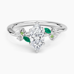 Arden Diamond Ring with Lab Emerald Accents Platinum Marquise Engagement Ring
