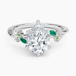 Arden Diamond Ring with Lab Emerald Accents Platinum Pear Engagement Ring