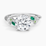 Arden Diamond Ring with Lab Emerald Accents Platinum Round Engagement Ring