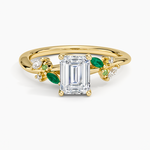 Arden Diamond Ring with Lab Emerald Accents Yellow Gold 18k Emerald Engagement Ring