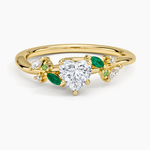 Arden Diamond Ring with Lab Emerald Accents Yellow Gold 18k Heart Engagement Ring