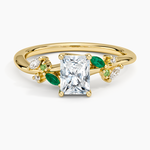Arden Diamond Ring with Lab Emerald Accents Yellow Gold 18k Radiant Engagement Ring