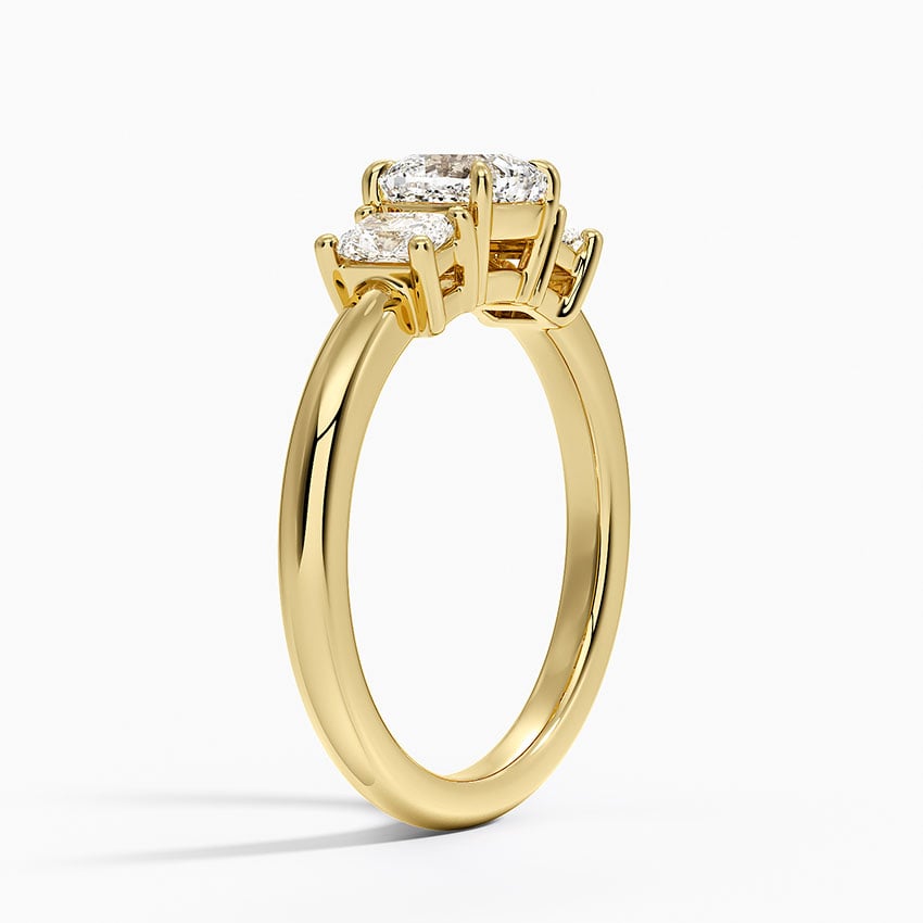 Helena Radiant-Cut Three Stone Diamond Ring (3/8 ct. tw.) Yellow Gold 18k Cushion Engagement Ring