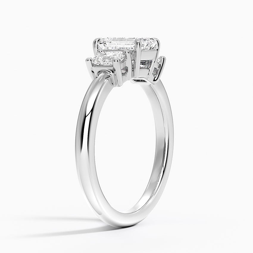 Helena Radiant-Cut Three Stone Diamond Ring (3/8 ct. tw.) Platinum Emerald Engagement Ring