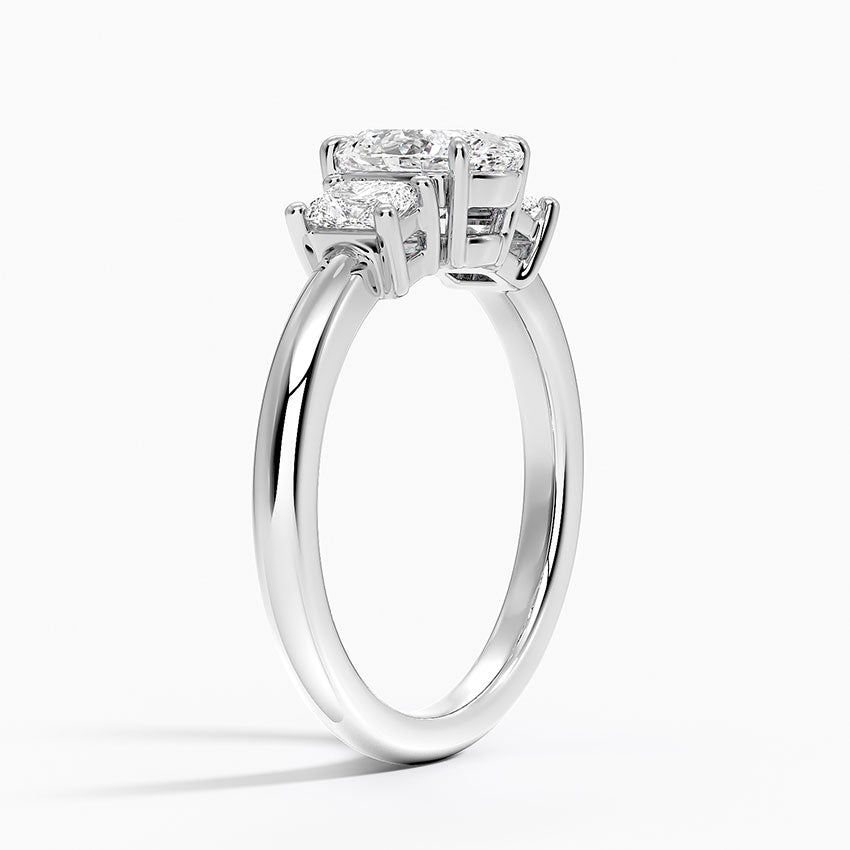 Helena Radiant-Cut Three Stone Diamond Ring (3/8 ct. tw.) Platinum Oval Engagement Ring