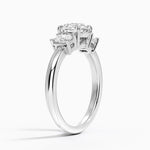 Helena Radiant-Cut Three Stone Diamond Ring (3/8 ct. tw.) Platinum Round Engagement Ring