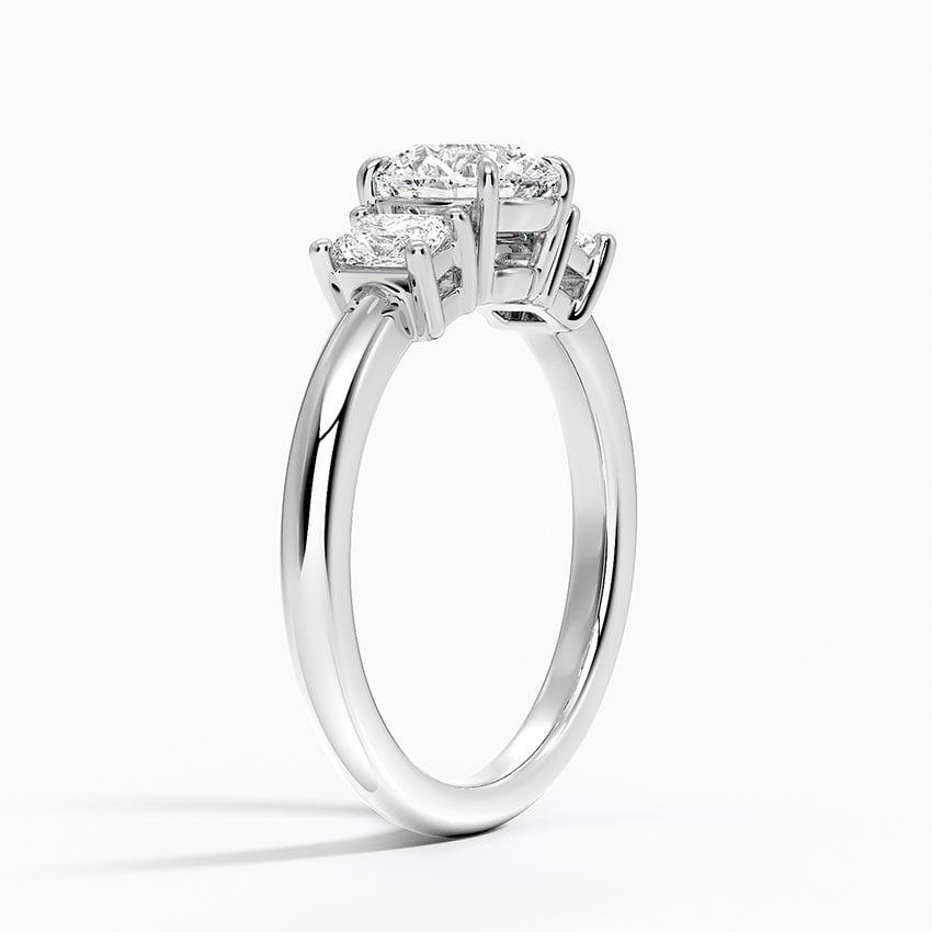 Helena Radiant-Cut Three Stone Diamond Ring (3/8 ct. tw.) Platinum Round Engagement Ring