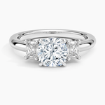 Helena Radiant-Cut Three Stone Diamond Ring (3/8 ct. tw.) Platinum Cushion Engagement Ring
