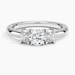 Helena Radiant-Cut Three Stone Diamond Ring (3/8 ct. tw.) Platinum Round Engagement Ring