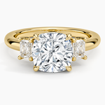 Helena Radiant-Cut Three Stone Diamond Ring (3/8 ct. tw.) Yellow Gold 18k Cushion Engagement Ring