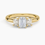 Helena Radiant-Cut Three Stone Diamond Ring (3/8 ct. tw.) Yellow Gold 18k Emerald Engagement Ring